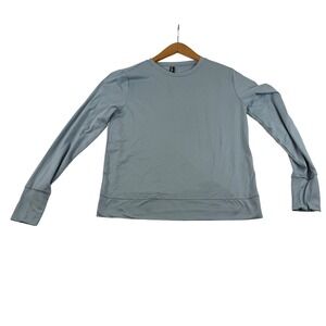 Lukka Lux Womens Long Sleeve Activewear Top Dusty Blue Crew Neck Size‎ S 1924